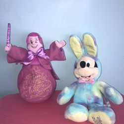 Disney Plushes Set If 2: Wisdom Fairy Godmother And Easter Bunny Mickey Mouse 2020