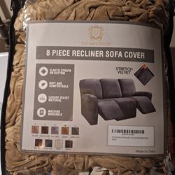 8 Piece Recliner Sofa COVER in SAND Color + Matching 6  Piece Recliner Sofa COVER in Color Sand