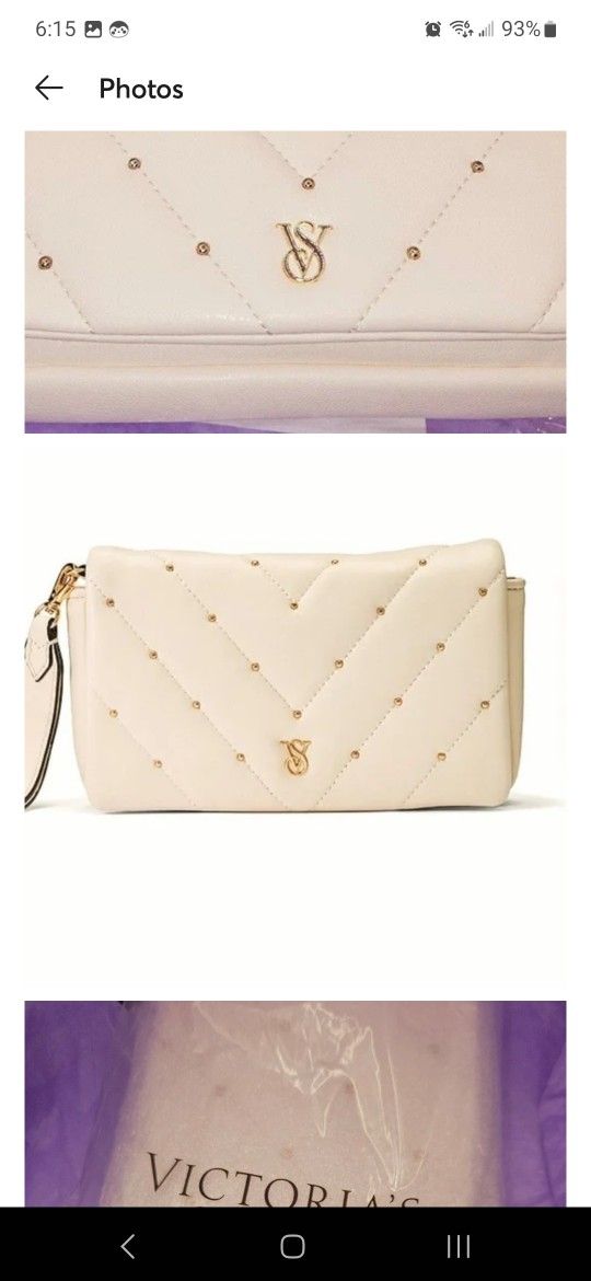 Victoria's Secret ~ Cream Gold Stud Phone Wristlet | Goldtone NWT