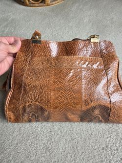 Vintage Snakeskin Handbag with Gold-Tone Frame