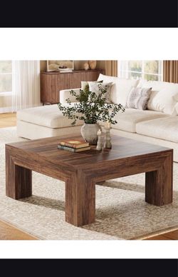 39” Square Dark Wood Grain Coffee Table