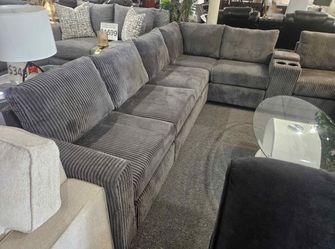 🛋️ NEW!! USB Sectional Corduroy Grey/Black/Brown  L Shaped Sofa STILL IN 📦 🛋️