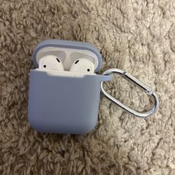 Airpods 2nd Generation with Light Blue Silicone Case