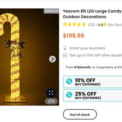 8ft LED Large Candy Canes Lawn Outdoor Decorations