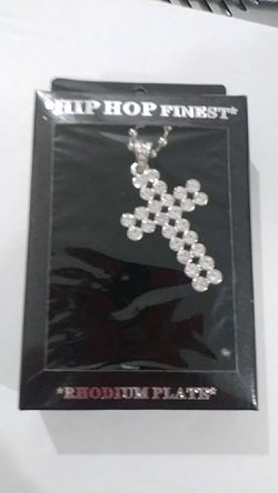 Hip Hop finest Rhodium plate necklace and charm