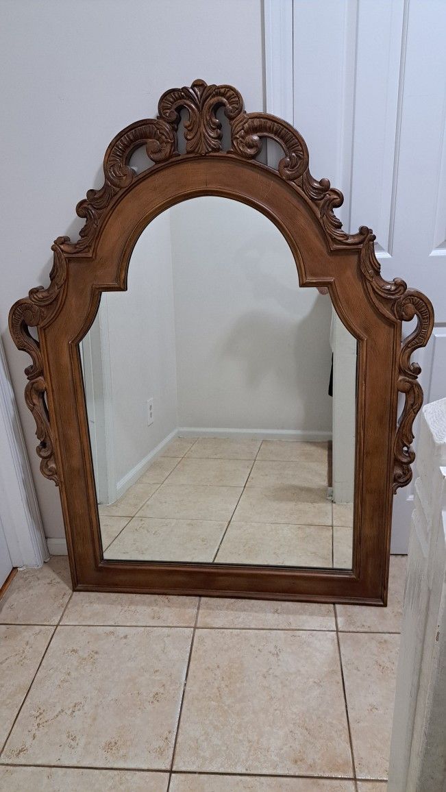 Antique Solid Wood Bedroom Mirror