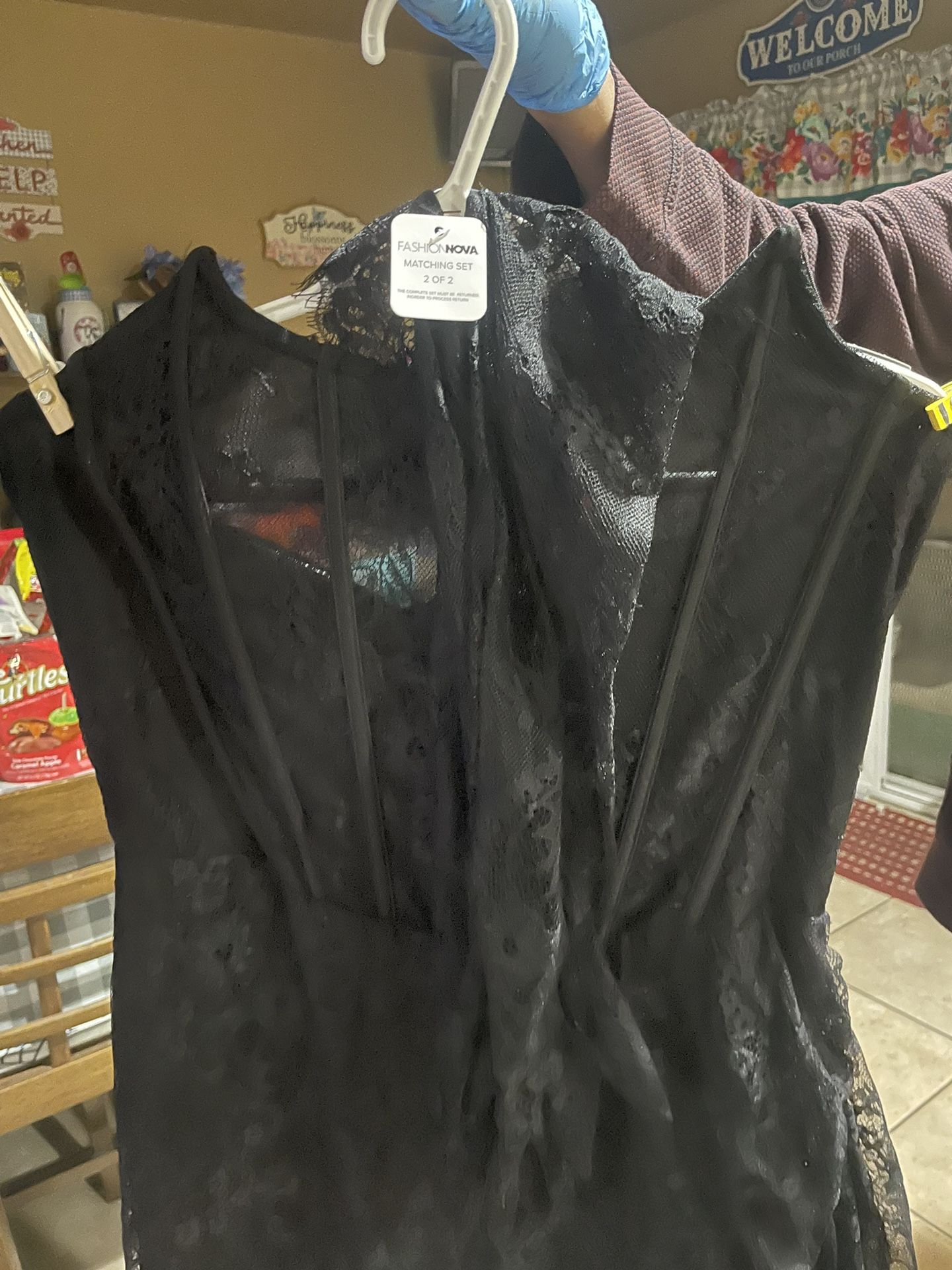 Dress Corset Black Lace With Gloves