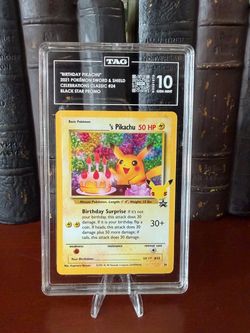 Pokemon  Birthday Pikachu 24/53 Celebrations: Classic Collection Holo Tag 10