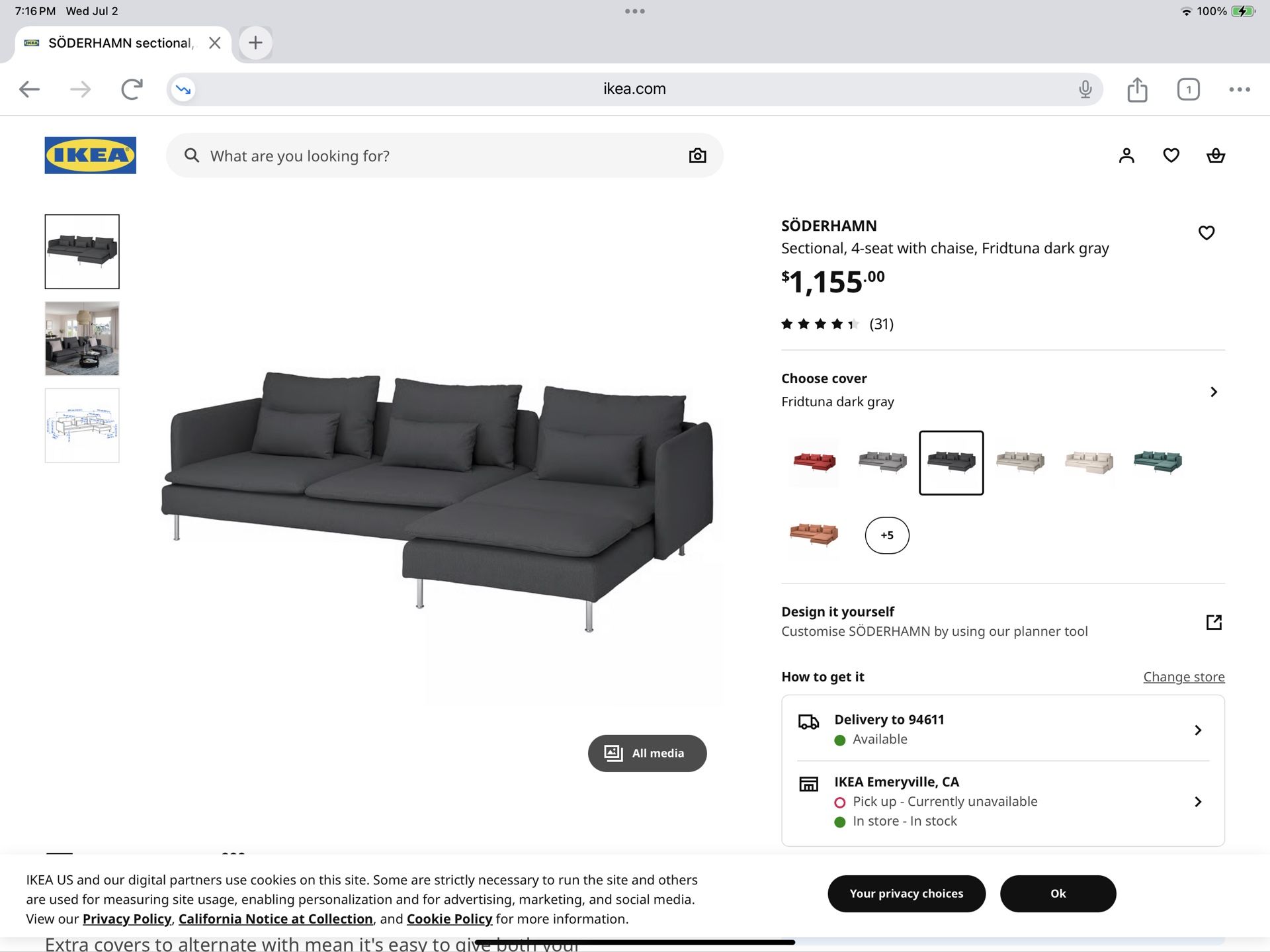 IKEA SÖDERHAMN Modular Sofa / Customizable Couch
