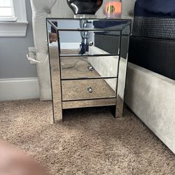 Two Mirrored Night Stands 
