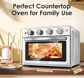 Geek Chef Air Fryer Toaster Oven 26 QT, Large AirFryer Convection Countertop Oven Combo with Easy Bake, Roast, Broil, Warm, 6 Slice Toast 7-in-1 Funct