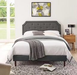 Full bed frame line fabric dark gray