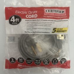 BRAND NEW Electric Dryer Cord 4 Feet
