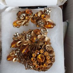 Miriam Haskell Brooch And Earring