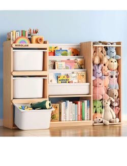 Brand New mirolam Toy Storage Organizer and Stuffed Animal Storage, Kids Room Toy Organization with 3-Bin Chest and 3-Tier Montessori Book Shelf, Todd