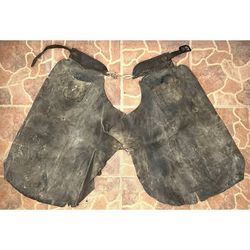 READ FIRST - Vintage Brown Leather Batwing Adult Western Cowboy Chaps
