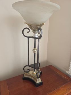 Torchiere Table Lamp with Frosted Glass Shade