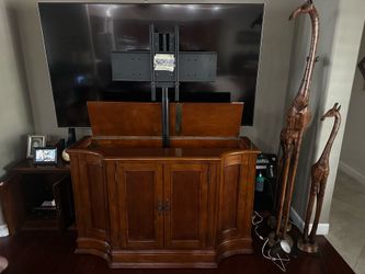 Traditional American style TV lift cabinet w/ accessory cabinet