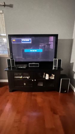 Samsung 55” TV plus Home audio and  TV stand