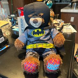BUILD-A-BEAR Batman Dark Knight Beige Brown Plush Stuffed BABW TEDDY BEAR