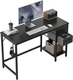 🥨Computer Home Office Desk With Drawers, 47 Inch Small Desk Study Writing Table, Modern Simple PC Desk, black