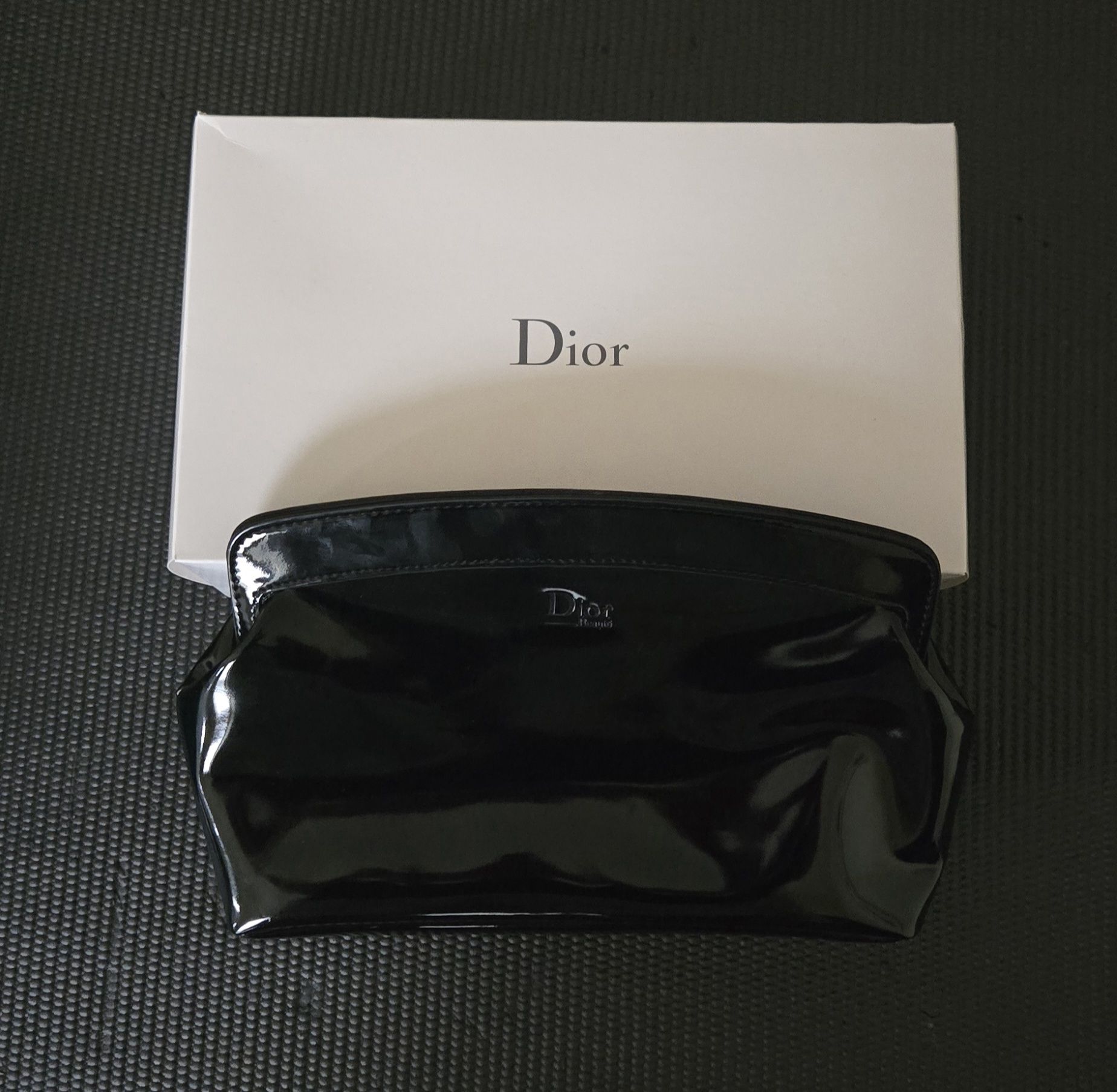 Christian Dior Trousse Pouch BLACK PATENT Bag Makeup Pouch ~NEW~