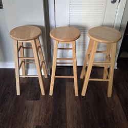 3 Wooden Barstools
