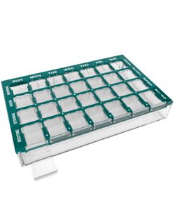 EZY DOSE WEEKLY AM / PM 7 DAY PILL PLANNER MEDICINE CASE AND VITAMIN 4 TIMES A DAY 28 COMPARTMENTS