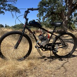 80cc Motorized Bike on Black Beach Cruiser