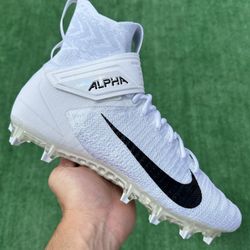 NIKE ALPHA MENACE ELITE 2 FLYKNIT “WHITE / BLACK” FOOTBALL CLEATS (Sizes 10.5 and 11, Men’s Available)
