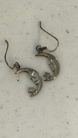 Sterling Silver Half Moon Face Earrings