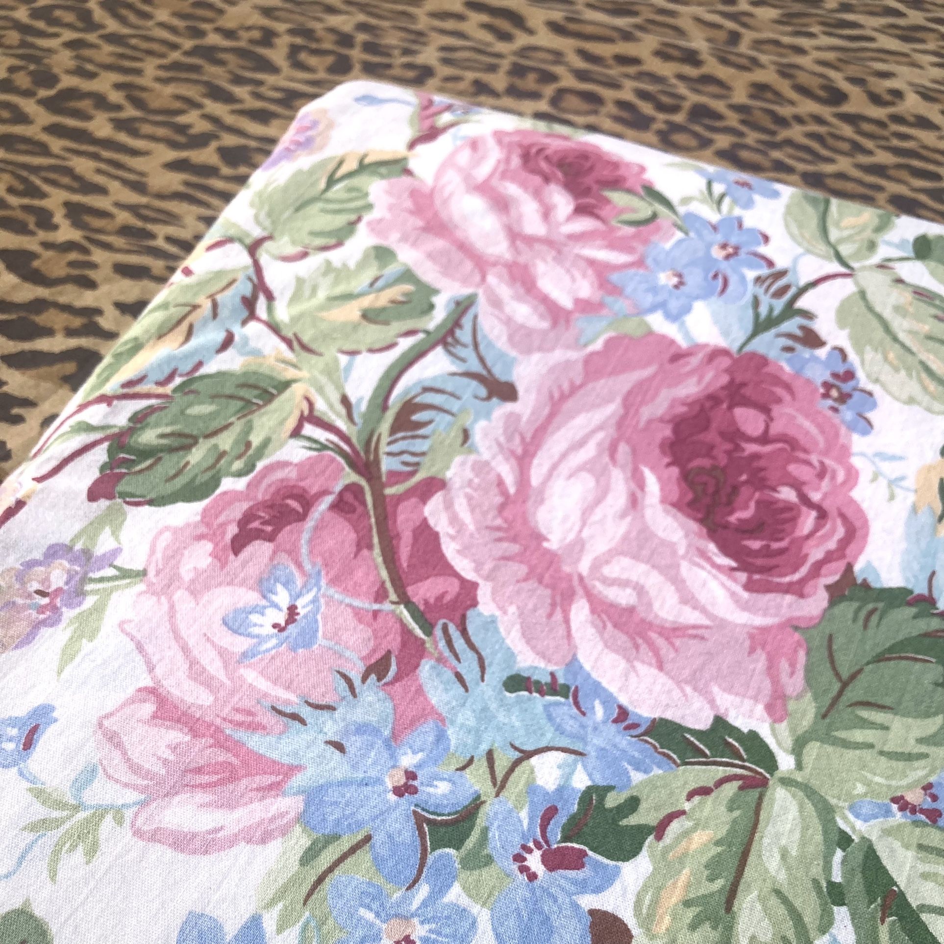 Ralph Lauren vintage Water Floral bedding pink roses Queen flat sheet