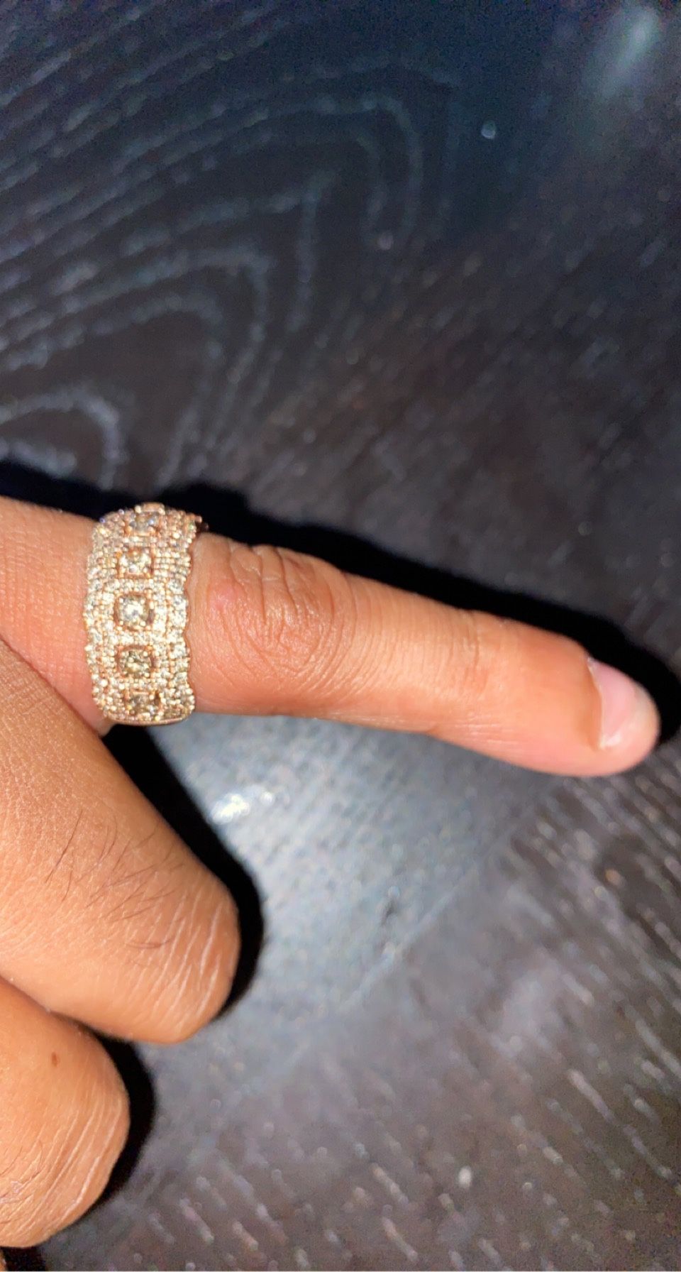 Solid Rose Gold Band With Champagne Diamonds 