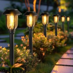 12 Pack Solar Lights Outdoor, Solar Pathway Lights Waterproof IP65 Auto On/Off Powered, 3000K Warm White Landscape Lighting for Path, Yard, Walkway