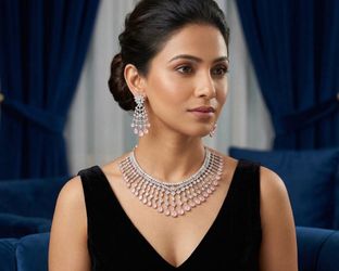 Diamond and Pink Stone Jewelry Set