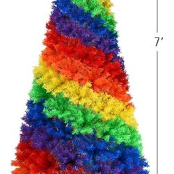 7ft Artificial Colorful Rainbow Christmas Tree