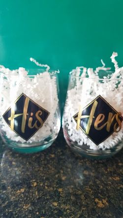 Stemless His & Hers Wine Glasses