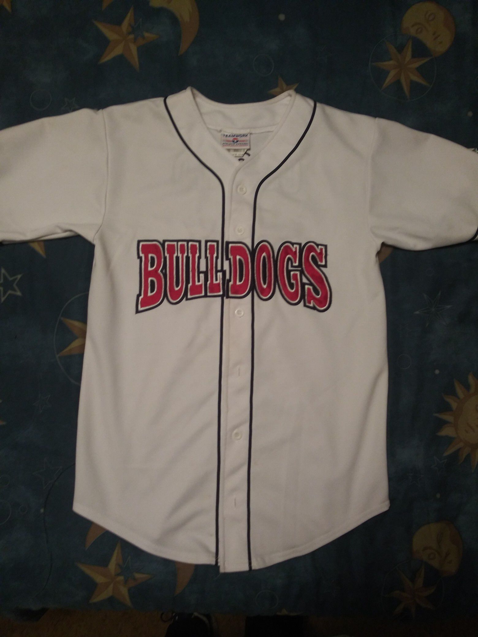 Bulldogs Baseball jersey. Stitched lettering