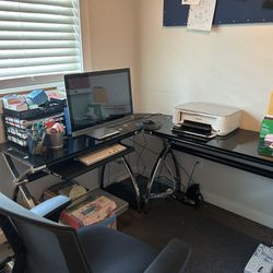 Corner desk - Glass & Chrome