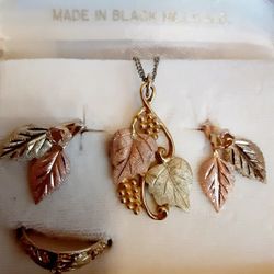  Gold Set Blackhills Solid Gold Ring Pendent Earrings