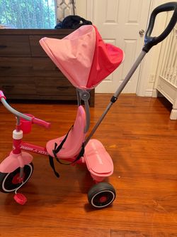 Radio Flyer Pink Kids Tricycle with Push Handle