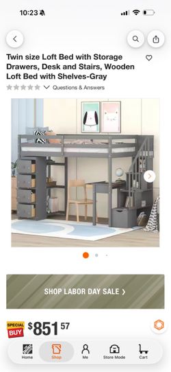 Gray Twin Loft Bed. BRAND NEW IN BOX -Read Description