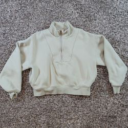 Fear of God Essentials Half Zip Quarter Zip Pullover Sweatshirt Beige Wheat Size small