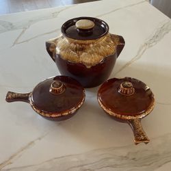 Hull Oven Proof Bean Pot And Bowls Set Of 3!