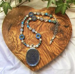 Blue Sea Glass Beaded Necklace 
