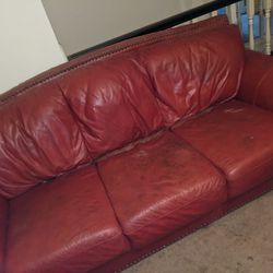 Red Leather Sofa Seats 3