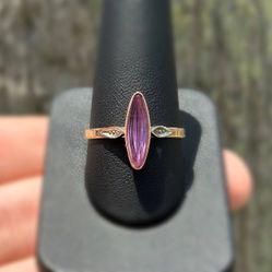 Vintage Jewelry 14k USSR solid rose gold purpurite stone 1CTW ring size 11.75