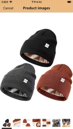Satin-Lined Knit Beanies Set of 3