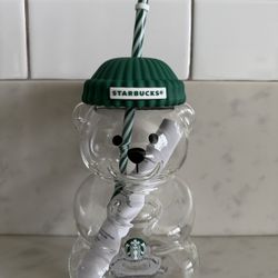 Starbucks Bearista Glass Cup Bear Barista Green White Cap Hat Beanie Straw Logo Home House Kitchen Mug Tumbler Gift Limited Collectible Pokemon One Pi