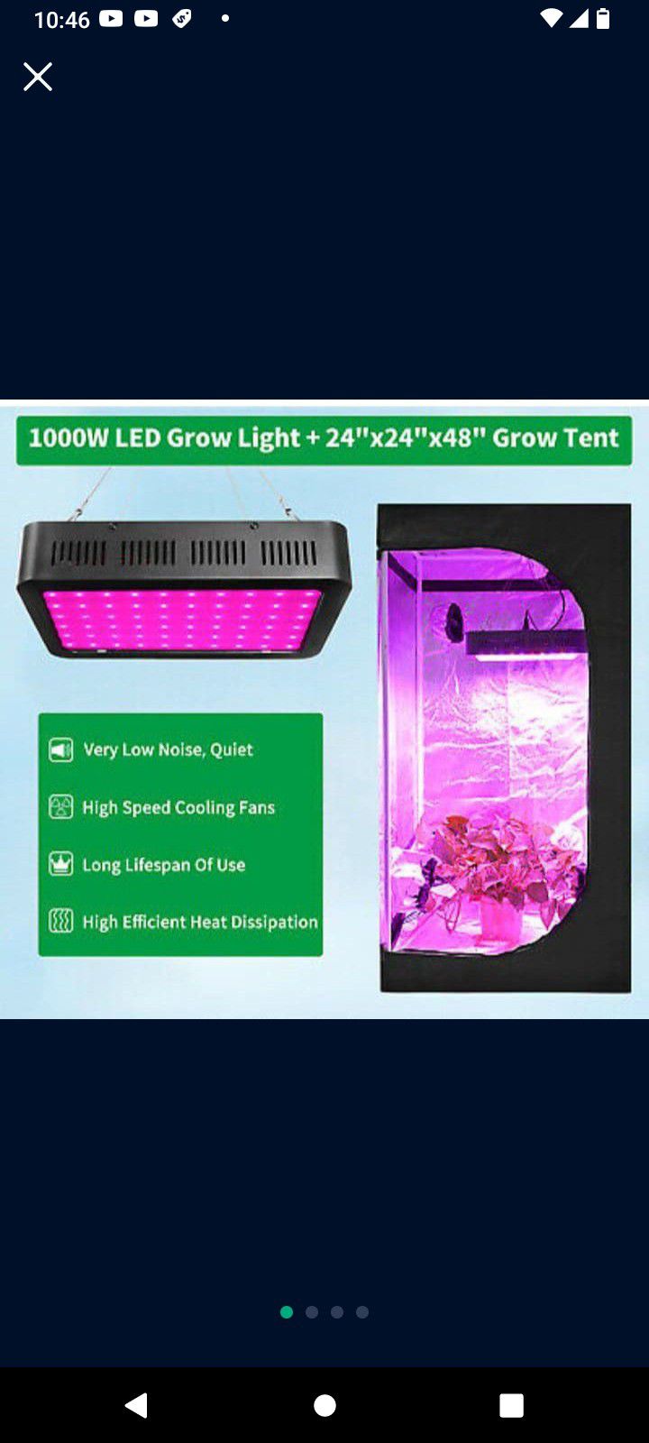 Indoor Grow Tent Kit With 1000W LED Grow Light